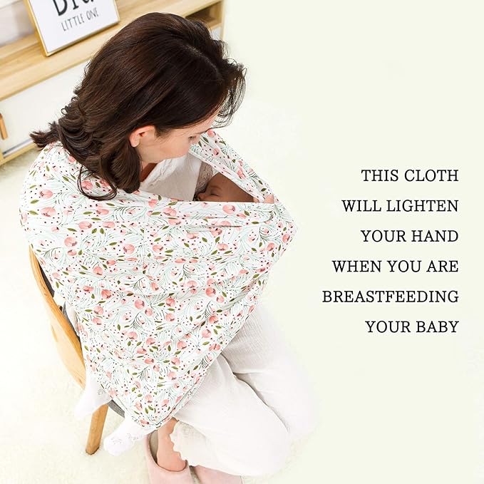 Stretchy Baby Car Seat Covers for Newborns, Infant Car Canopy Extra Soft and Stretchy Nursing Covers for Moms (Flowers)