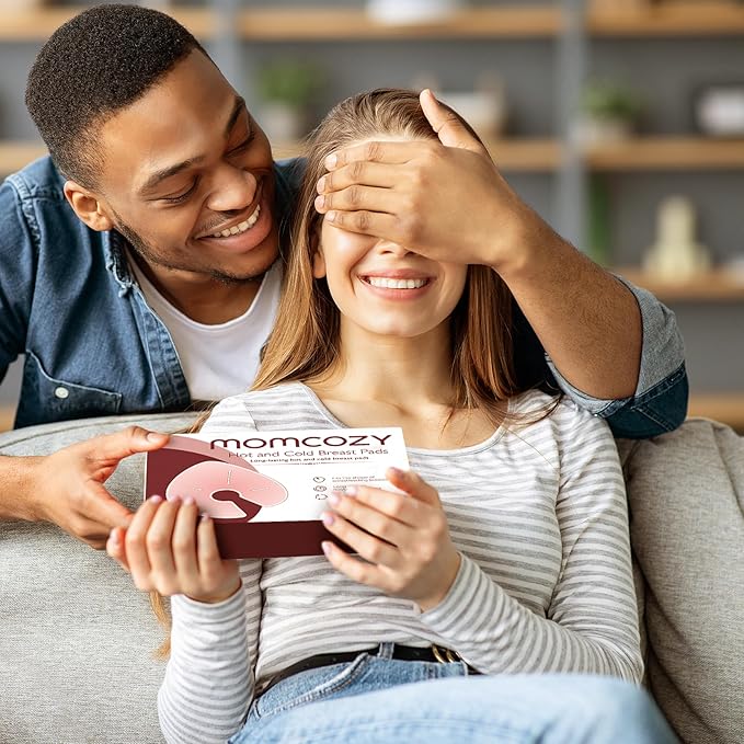 Momcozy Larger Breast Therapy Packs, Hot and Cold Breast Pads with 2 Soft Covers, Breastfeeding Essentials,2 Pack,Pink