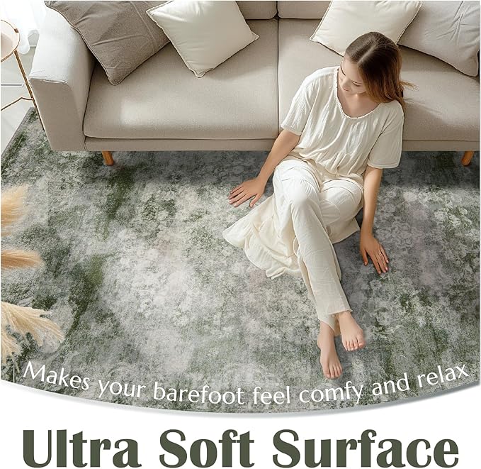 jinchan Green Runner Rug 2x6 - Vintage Floral Machine Washable Distressed Design Non-Slip Low-Pile Soft Thin Carpet for Hallway Kitchen Farmhouse Bedroom Entryway Laundry Room (2x6ft,Forest Green)