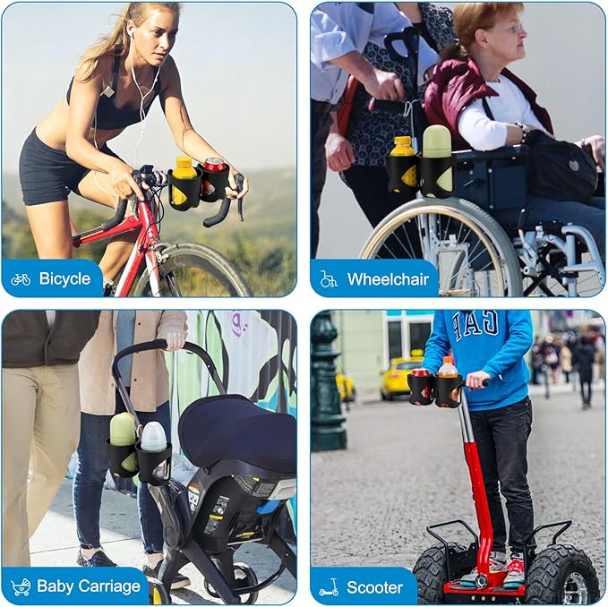 Accmor Universal Cup Holder, Stroller Cup Holder, 360° Rotatable Large Caliber Designed Bottle Holder for Stroller, Bike, Wheelchair, Walker, Scooter