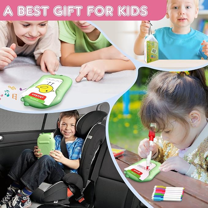 Reusable Writing & Drawing Talking Flash Cards for Toddlers - 168 Phonics Learning Cards with 8 Color Pens, Montessori Sensory Toys for Autism, Speech Therapy, Preschool Education - Gift for Ages 2-6.