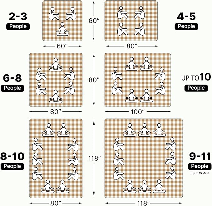 TigeJoy Extra Large Picnic Blanket Waterproof Foldable 80''x80'', Outdoor Picnic Mat Beach Blanket Sandproof for Park, Grass, Travel, Hiking, Camping Essentials, Gingham Picnic Blanket