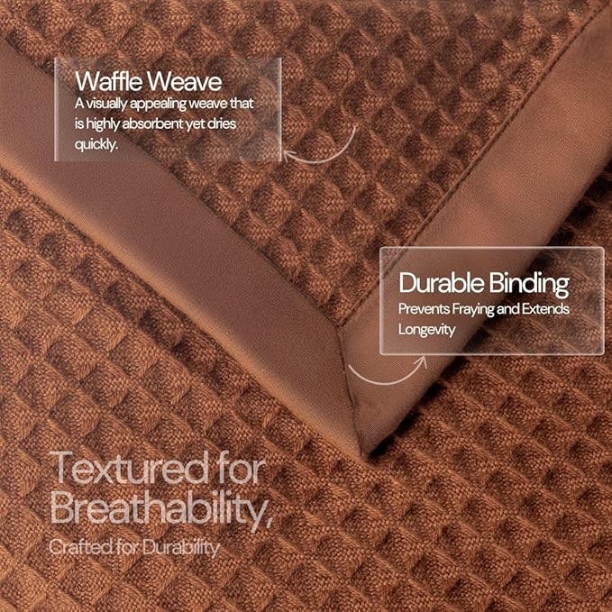 Salt Earth GOTS Certified 100% Organic Cotton Throw Blanket, 90" X 90" Blankets & Throws for Bed, Throw Blanket for Couch,Modern & Cozy Blanket, All Season Waffle Blanket, Soft Blanket (Potting Soil)