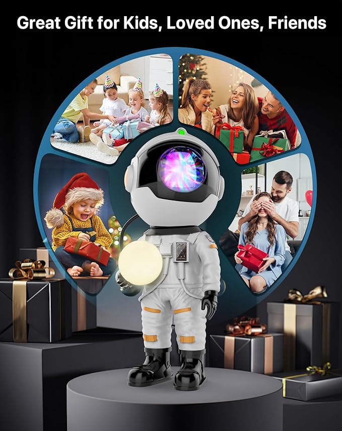 Rossetta Astronaut Galaxy Projector, Star Projector for Bedroom, LED Night Light for Kids Room with Timer and Remote, Room Decor Aesthetic, Home Decor, Gifts for Adults, Teens, Christmas, Birthday