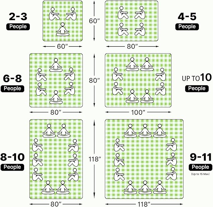 TigeJoy Small Picnic Blanket Waterproof 60x60, 5-Layer Thick Beach Blanket Sandproof, Gingham Picnic Blanket Outdoor Picnic Mat for Beach, Park, Grass, Travel, Hiking, Camping Essentials