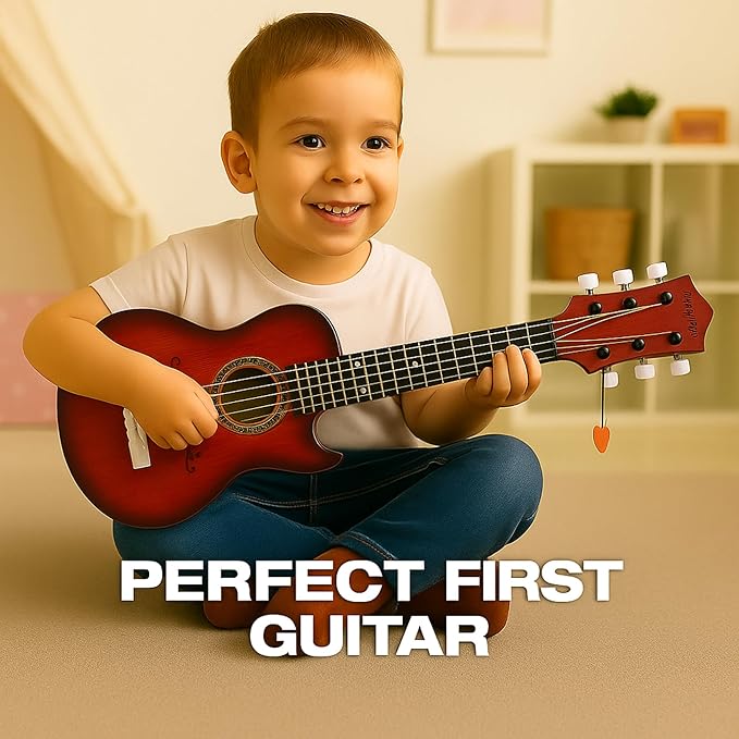 23" Acoustic Guitar, Kids 6 String Toy Guitar - Realistic Steel Strings - Beginner Practice First Musical Instrument for Children, Toddlers (Mahogany)