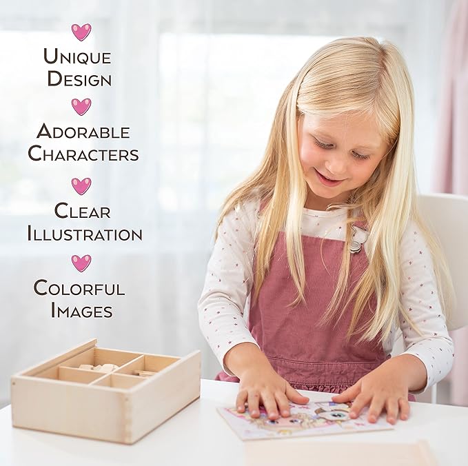 4-in-1 Princess Jigsaw Puzzles for Kids, Wood Puzzles for Kids Ages 3-5 48 Piece Wooden Puzzles for Toddlers 3-5, Wooden Puzzles for Toddlers, Essential Skills Gift for Girls Princesses