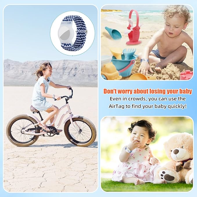 Bracelet for Kids Compatible with AirTag, Nylon Stretch Braided Air Tag Wristband, Protective Case for Airtag GPS Tracker Holder, Adjustable Elastic Watch Band for Toddler Child Elder (Rainbow)