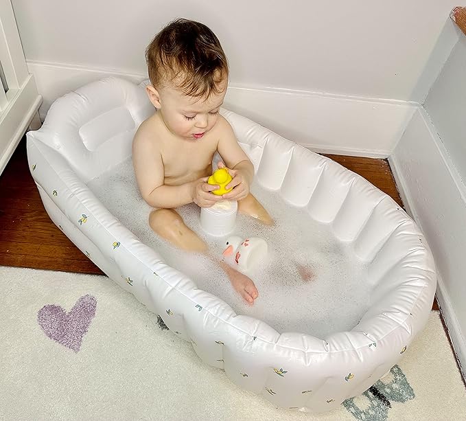 MINK Inflatable Bathtub for Toddlers - Portable Baby Tub with Built-in Air Pump - Collapsible Design for Easy Storage - Perfect for Newborns to Infants
