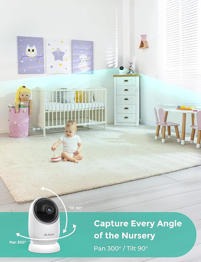 NovaView Video Baby Monitor with 2 Cameras - 5” 1080P HD Screen, Ultra-Low Radiation, 5000mAh Battery, Night Vision, Real-Time/VOX, 2X/4X Zoom, Pan & Tilt, 1000ft Range, 2-Way Audio, No WiFi