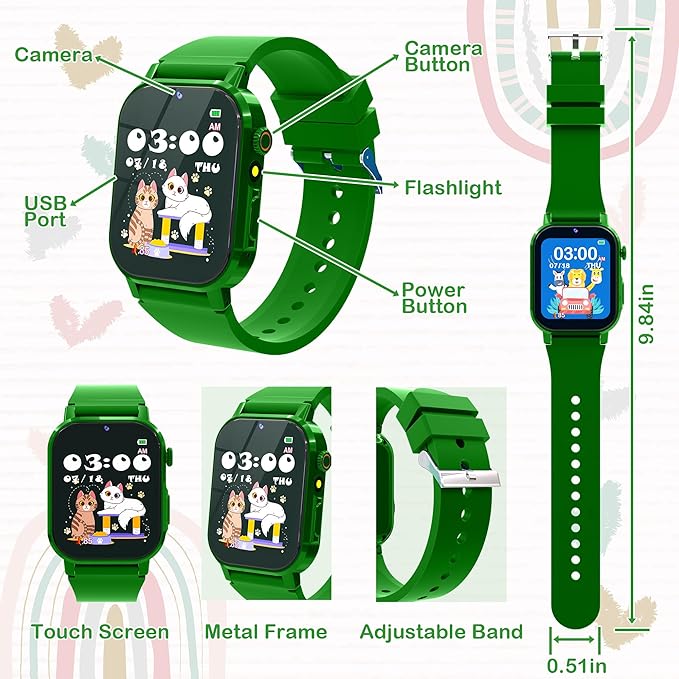 Kids Smart Watch with 32 Games Toys for Ages 5-12 Watch for Kids with HD Touch Screen Video Camera Music Player Pedometer Learn Cards Audiobook, 10 9 8 7 6 5 Year Old Girls Boys Birthday Gifts
