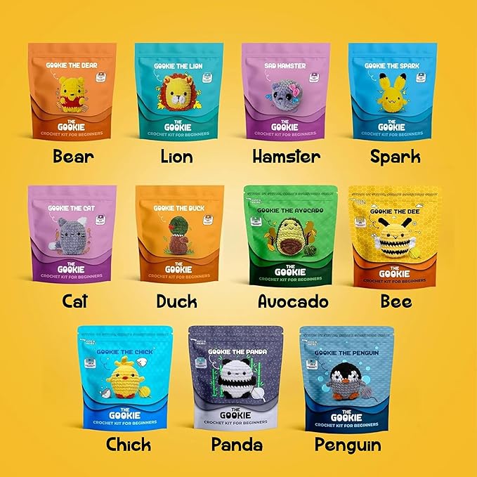 THE GOOKIE Amigurumi Crochet Kit for Beginners β DIY Crochet Kit with Yarn, Hook, Eyes & Stuffing β Easy Starter Set with Video Tutorials β Cute Plush Toy Craft Gift for Kids, Teens & Adults (Chick)