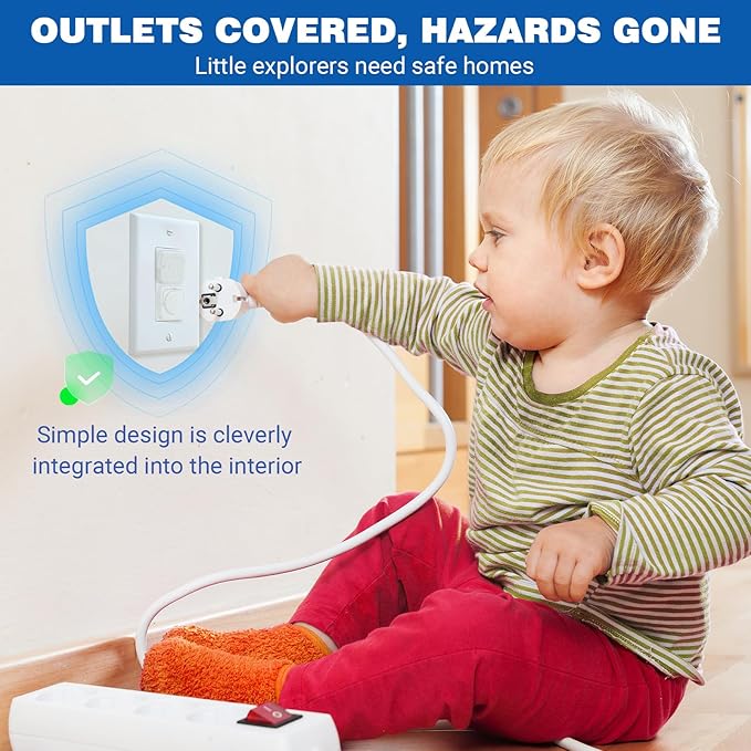 Outlet Covers Baby Proofing, 54 Pack Child Proof Plug Socket Covers Electric Plug Protectors Safety Caps with Hidden Pull Handle, for US 3-Prong, Mixed