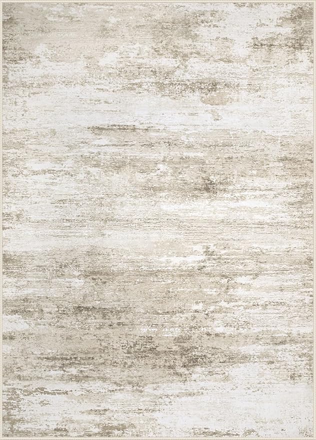 Washable Rug 9x12 Area Rugs for Living Room: Large Neutral Soft Rug Abstract Non Slip Low Pile Modern Carpet for Bedroom Kitchen Nursery Office Dining Room Indoor (Beige, 9'x12')