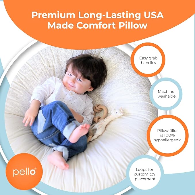 Pello Multi-use Luxe -Toddler Floor Pillow/Play Mat/Lounger (Rosie Berry Strawberry)