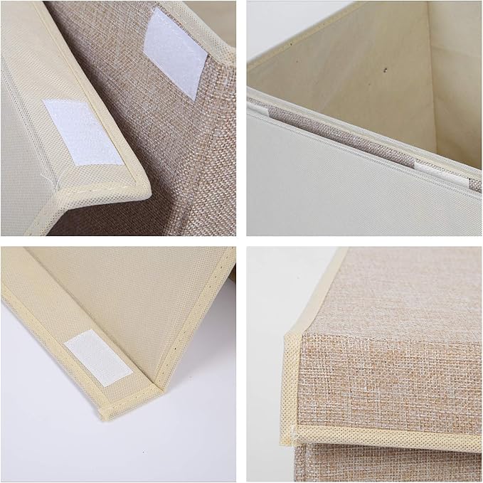 popoly 2 Pack Large Toy Box Chest Storage with Flip-Top Lid, Sturdy Kids Toy Storage Bin Boxes Container for Boys, Girls, Nursery, Closet, Bedroom, Playroom 25"x13" x16"(Linen Beige)