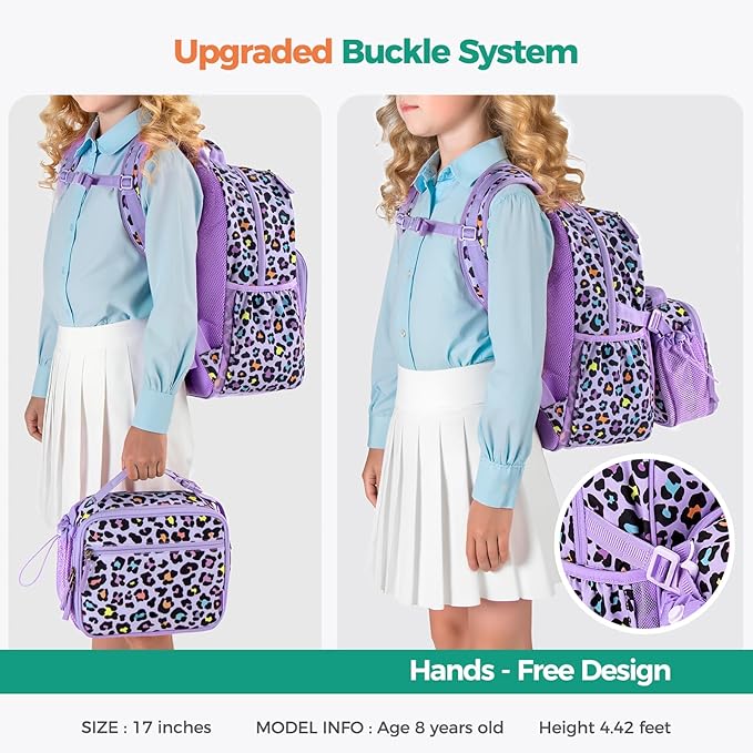Choco Mocha Mermaid Backpack for Girls, Elementary School Backpack for Girls Ages 6-8 Kids Kindergarten Backpack Large Bookbag 18 Inch with Chest Strap, Blue Purple