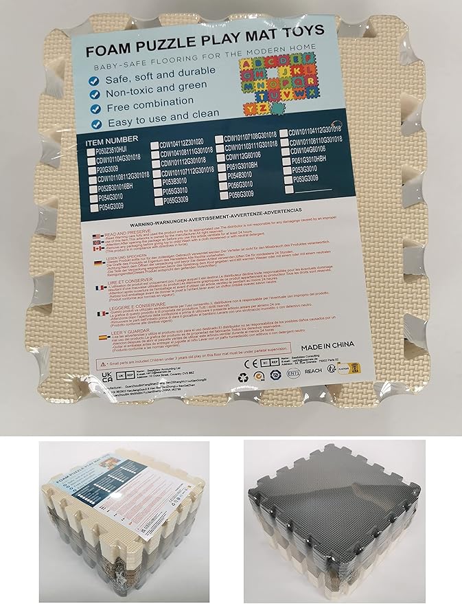 MQIAOHAM children puzzle mat play mat squares play mat tiles baby mats for floor puzzle mat soft play mats girl playmat carpet interlocking foam floor mats for baby blue beige grey 107110112