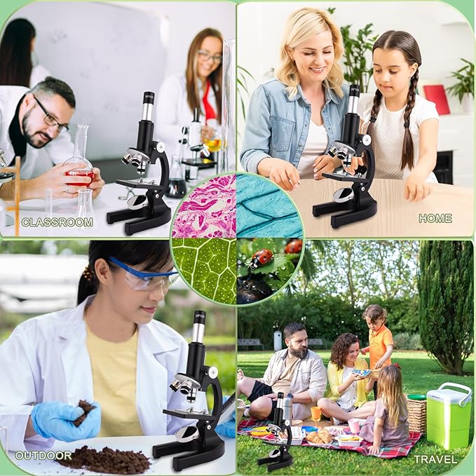 Microscope for Kids 40X-2000X, Microscope for Children 8-12 Years Old with LED Fill Light, Slides and specimens Ideal for School Labs Homeschooling