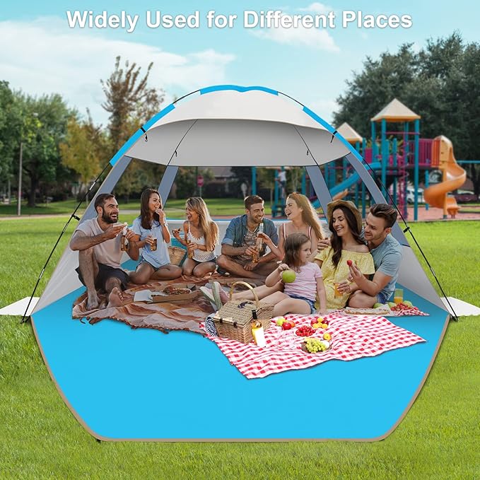 Gorich Beach Tent Sun Shelter for 3/4-5/6-7/8-10 Person with UPF 50+ UV Protection, Lightweight & Easy Setup Beach Shade Canopy, Portable Beach Shade Tent Beach Cabana