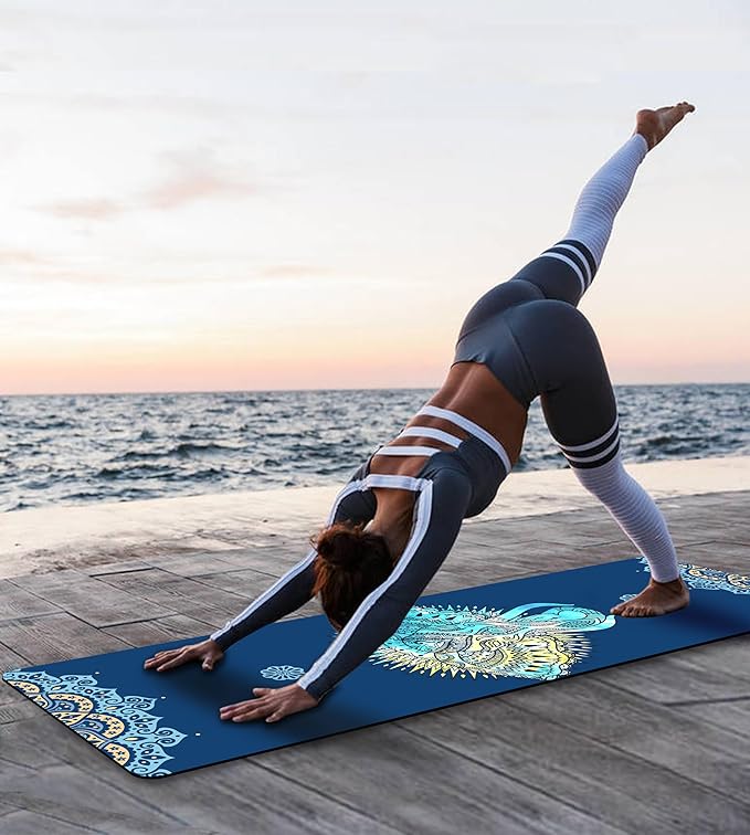 Non Slip Yoga Mat TPE Workout Mat for Men Women, Thick Workout Mat with Carrying Strap, Fitness Mats for Exercise, Yoga, Fitness, Pilates, Floor Workouts (72" x 24" x 6mm)