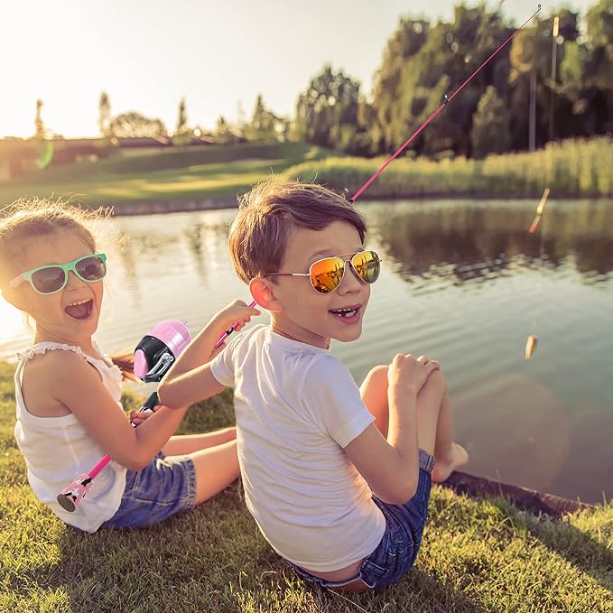 Kids Fishing Pole Kit Set,Portable Telescopic Fishing Rod and Reel Combo Full Kits for Boys, Girls, Beginner, Youth