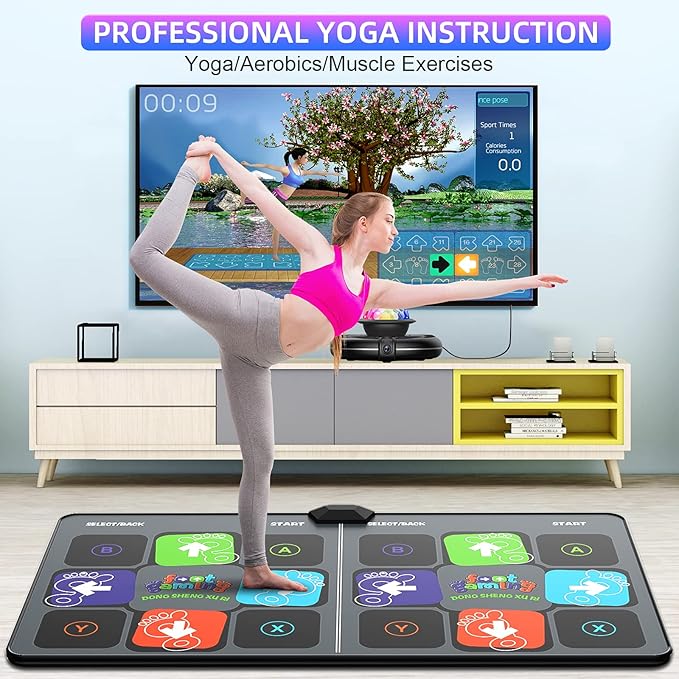 FWFX Dance Mat for TV Games - Wireless Musical Electronic Dance Pad for Kids & Adults, 2-Player Indoor Active Exercise Game for Family Parties, Birthday for Boys and Girls