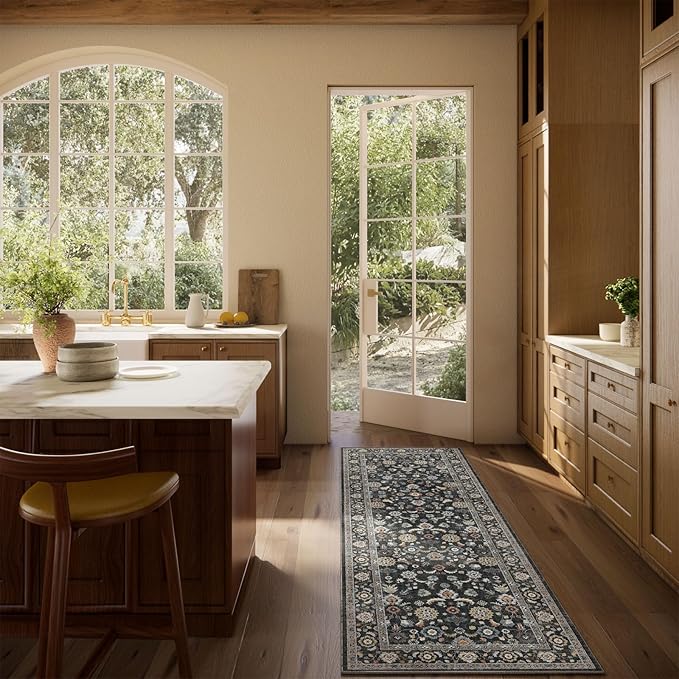 Washable Runners for Hallways Kitchen Rug: 2'6"x8' Runner Rugs Stain Resistant Non Slip Low Pile Boho Carpet Runners for Hallways Bedroom Entryway Indoor Beside Bathroom Laundry Room