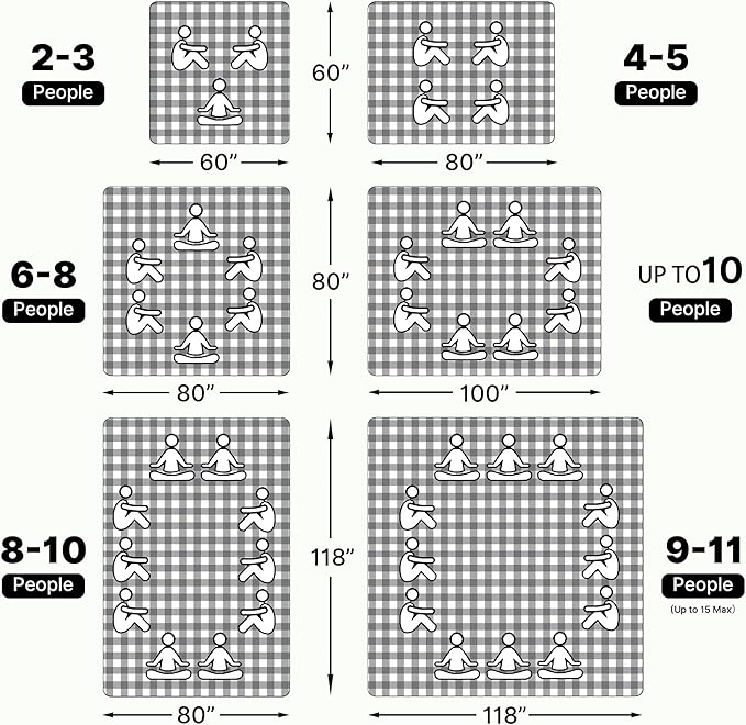 TigeJoy Extra Large Picnic Blanket Waterproof Foldable 80''x80'', Outdoor Picnic Mat Beach Blanket Sandproof for Park, Grass, Travel, Hiking, Camping Essentials, Gingham Picnic Blanket