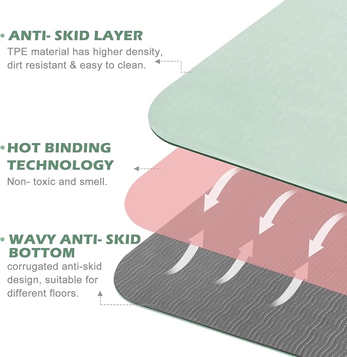 UMINEUX Yoga Mat Extra Thick 1/3'' & 2/5" Non Slip Yoga Mats for Women Eco Friendly TPE Fitness Exercise Mat with Carrying Sling & Storage Bag