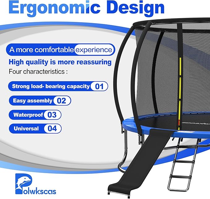 Universal Trampoline Ladder Slide kit, 3 Steps Wide Step for Trampoline, Trampoline Accessories Slide with Buffer Section for Children Kids