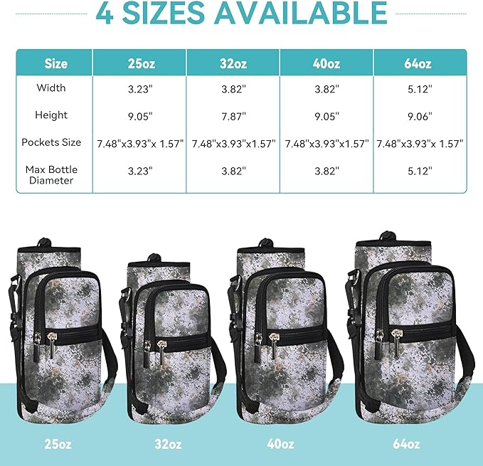 icolor Water Bottle Carrier Bag with Strap 25/32/40 oz Crossbody Bottle Holder with Phone Pocket Sling Sleeve Insulated Neoprene Water Bottle Pouch for Walking Travelling