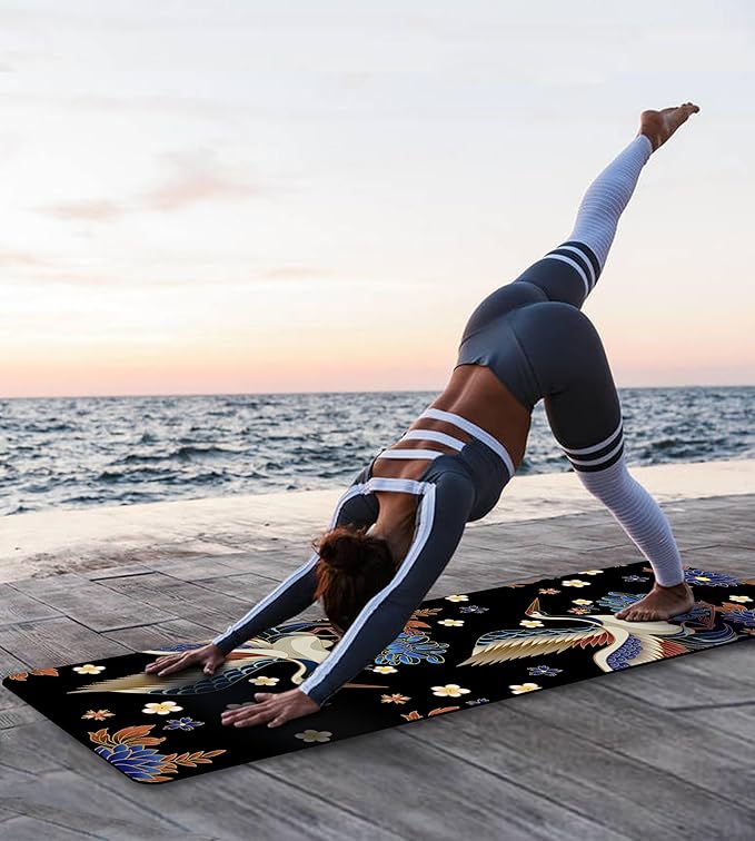 Non Slip Yoga Mat TPE Workout Mat for Men Women, Thick Workout Mat with Carrying Strap, Fitness Mats for Exercise, Yoga, Fitness, Pilates, Floor Workouts (72" x 24" x 6mm)