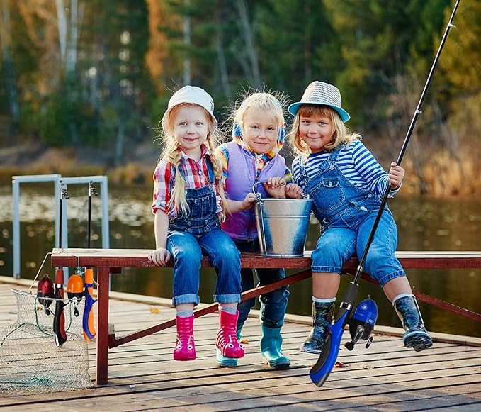 Urban Deco Kids Fishing Pole Set Portable Telescopic Kids Fishing Rod and Reel Combo Kit with Tackle Box for Beginners, Boys,Girls,Youth,Children