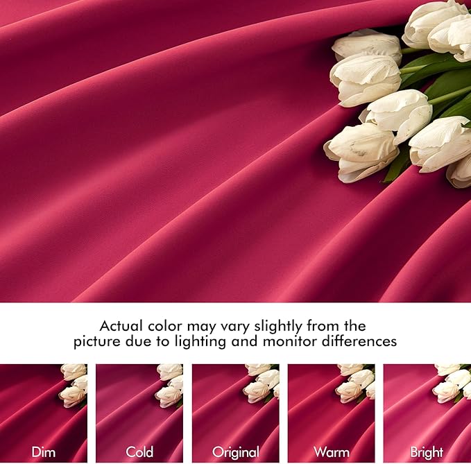 MIULEE Hot Pink Back Tab Blackout Curtains 120 Inch Long 2 Panels Set for Bedroom, Rod Pocket/Pinch Pleated Extra Long Thermal Insulated Living Room Darkening Light Blocking 10FT Drapes