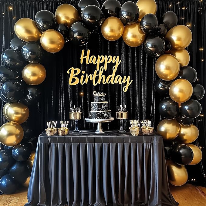 RUBFAC 129pcs Metallic Gold Balloons Different Sizes 18 12 10 5 Inch, Latex Balloon Garland Arch Kit for Party Graduation Wedding Holiday Happy Birthday Decoration