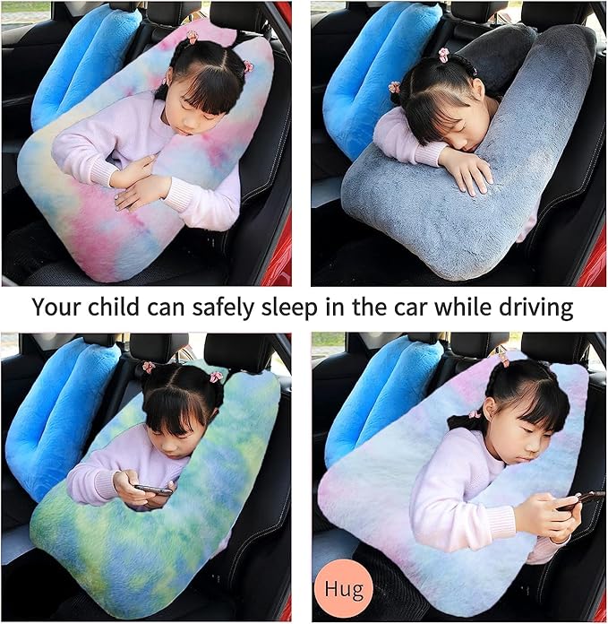 Travel Pillow Car Pillow Kid Car Sleeping The Sleeping Aid for Adults and Kids on Road Trips Kids Travel Pillow Colorful Blue