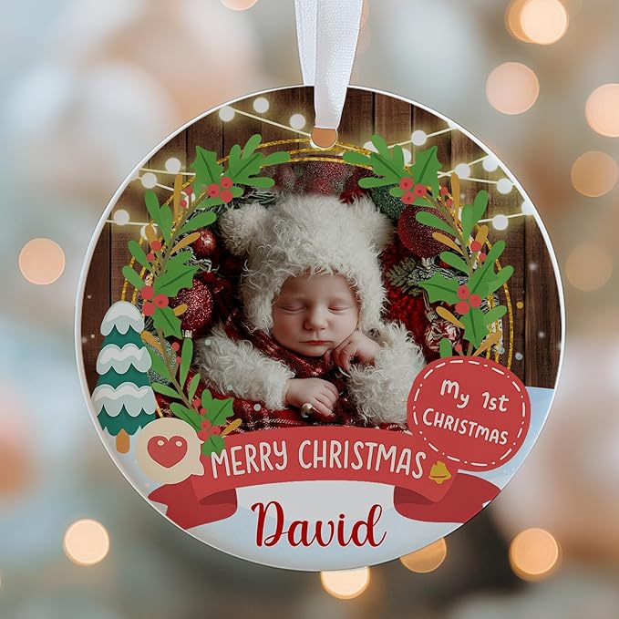 Personalized Baby First Christmas Ornament 2025 - Custom Ornament for New Babies, Boys, Girls - Sweet New Parents Keepsake - Christmas, Birthday Gift for Couples, Family, Welcoming Newborn