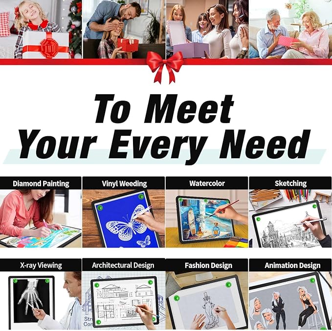 Up to 9000Lux Super Bright A4 Light Pad with Bag,Rechargeable Light Box with 4000mAH Lithium Battery for Cricut Weeding Vinyl Tool,Magnet Light Box for tracing,Diamond Painting,Sketching,Tattoo