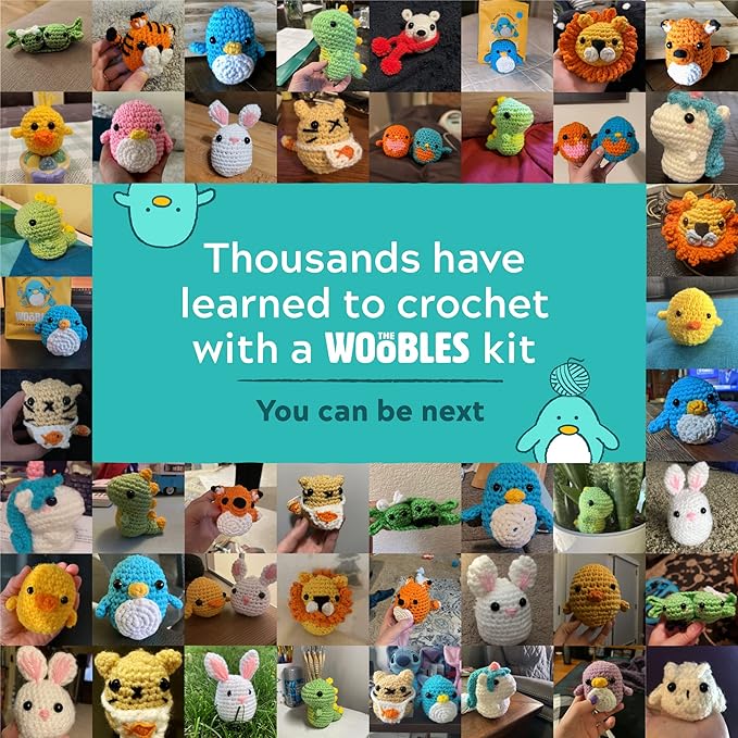 The Woobles Crochet Kit for Beginners - Easy Arts and Crafts Knitting & Crochet Animals Kit As Seen On Shark Tank - Kiki The Chick