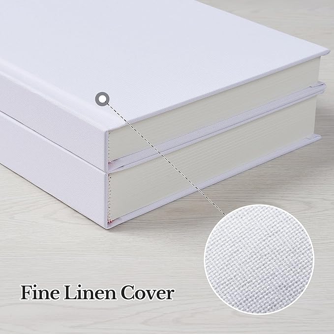 Photo Album 5x7 with Writing Space Linen Cover 5x7 Photo Album Book Holds 30 Photos Ideal for Wedding Theme-Album and Baby Photo Albums (White,30 Pockets)