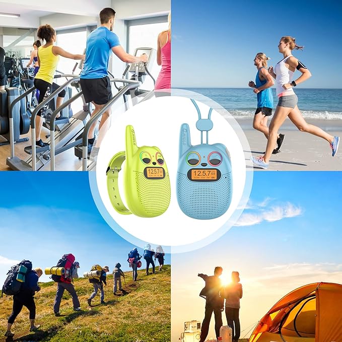 Qniglo Kids Walkie Talkies Rechargeable, Gifts for 3-12 Year Old Girls & Boys, Walkie Talkies with FM Radio, Adventure Camping Games, Best Christmas & Birthday Toys - 3 Pack