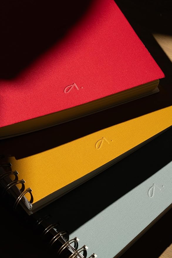 Anecdote 2026 Planner (8.5" x 10") Daily Planner Weekly Monthly Planner - 52 Weeks w/Library Buckram Cover, Brass Spiral - A4 Size Bleed-Resistant Paper – Red