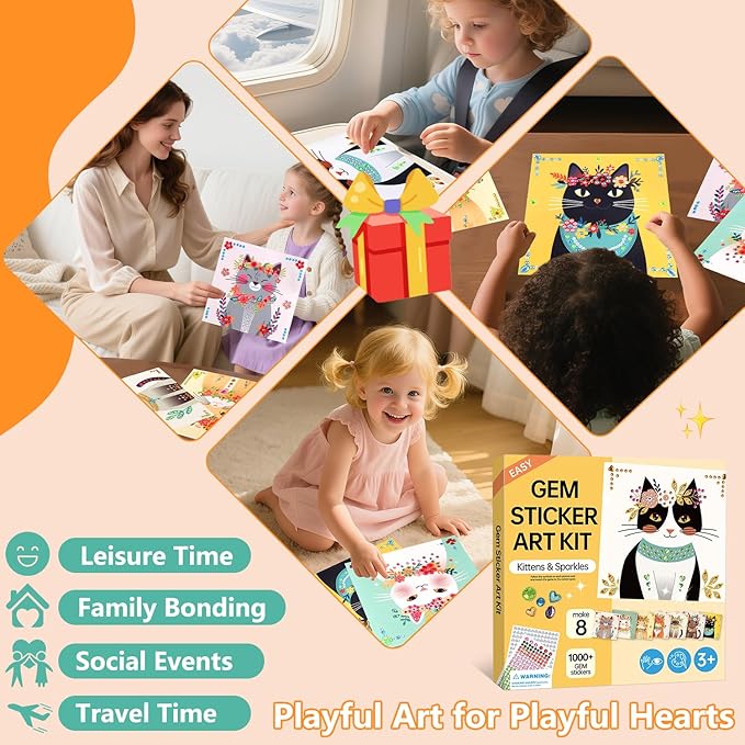 Marlrin Cats Craft Kits for Kids Ages 4-8, Arts and Crafts Kits,Craft Kit for Girls 6-8,Diamond Painting Toys for Girls 5-7,Birthday and Christmas Gift for Kids Ages 3, 4, 5, 6, 7, 8