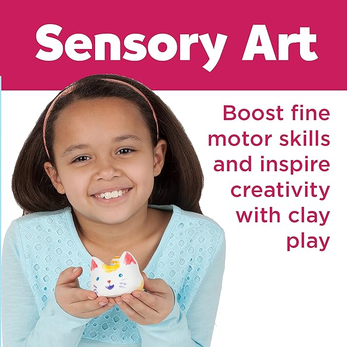 Faber-Castell Pottery Studio Refill Kit - 2 lbs. of Natural Air-Dry Pottery Clay, 6 Paint Pots and Paintbrush, Clay Making Kit for Kids