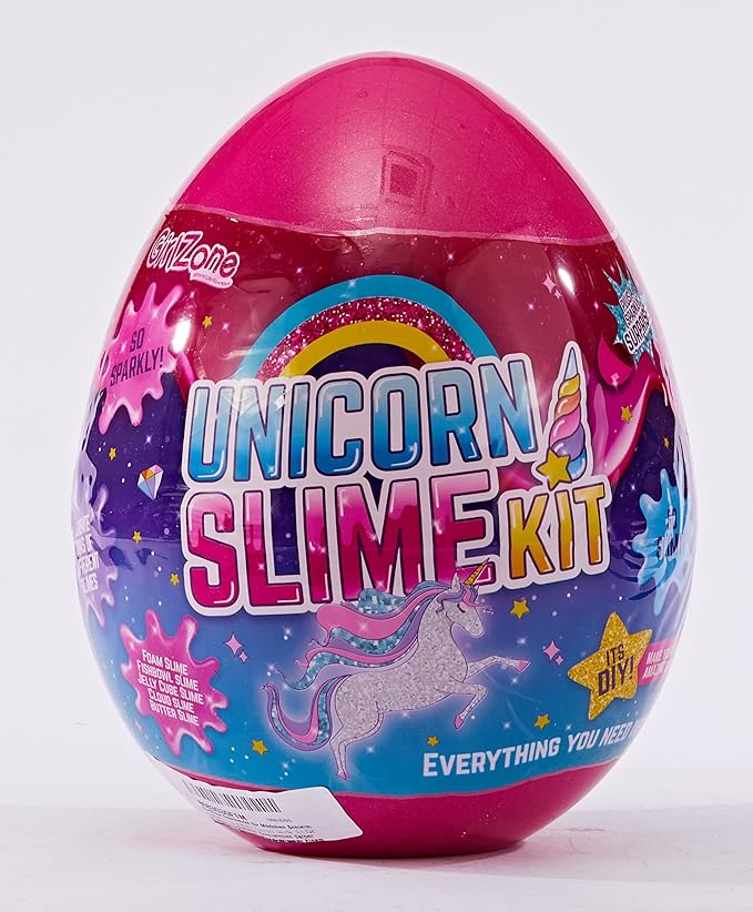 GirlZone Sparkly Unicorn Egg Surprise Slime Kit for Girls, Sensory Toys for Kids, Create Cloud Slime & Magical Unicorn Slime, Ideal Arts and Crafts Easter Gift for Kids Aged 7-12 Years Old