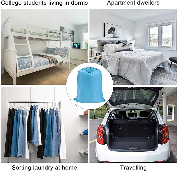 Polecasa Heavy Duty Large Laundry Bag with 130gsm Tear Resistant Fabric and Handles, Easy to Carry Durable Dirty Clothes Drawstring Bag, Perfect for College Dorm,Travel, 2 Pack 28”x36”,Gulf Blue