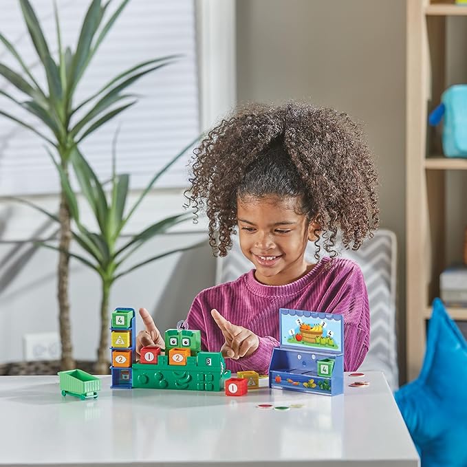 hand2mind Numberblocks Add It Up Mini Market, Grocery Store Playset, Math Toys for Kids 3-5, Counting Toys, Learning Money, Numbers for Toddlers, Mini Shopping Cart, Pretend Play Figure Playset