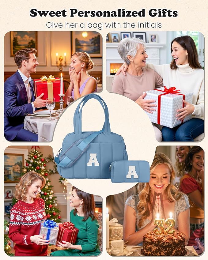 Initial Duffle Bag, Yoga Bags for Women,Overnight Bag with Wet Pocket,Lightweight Work Bags Personalized Gym Tote with Makeup Pouch-Gifts for Women Birthday