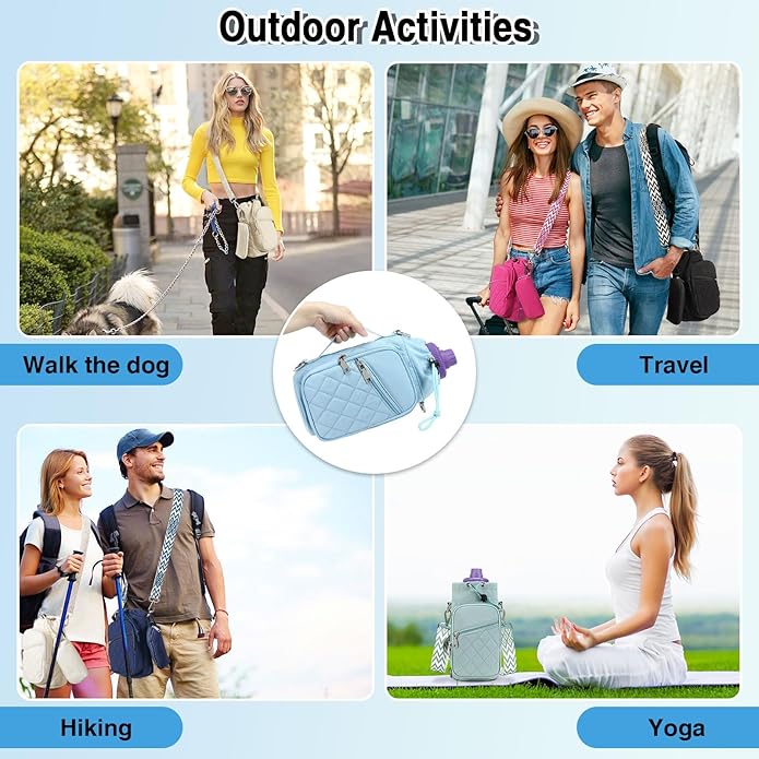 Water Bottle Carrier Bag with Strap, Water Bottle Holder Crossbody Bags for Women Men for Walking, Hiking,Cycling
